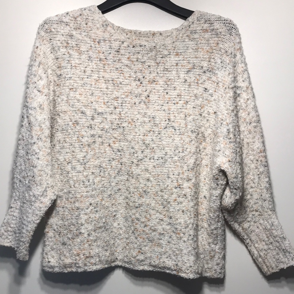 Neutral Speckled Bouclé Crewneck Sweater qui